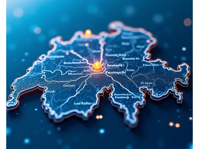 Interactive map view of Switzerland showing key cities, parking icons, and rest area symbols